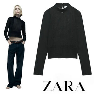ZARA | Black | LACE KNIT TOP